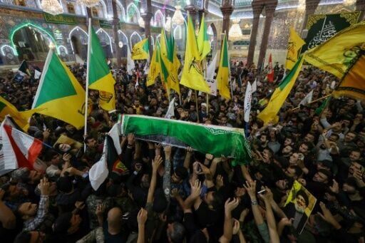 The funeral of Iranian general Abbas Nilforoushan, who was killed in an Israeli strike