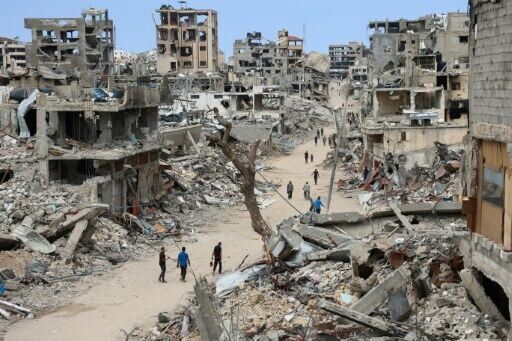 A smashed neighbourhood of Gaza City, pictured earlier this month