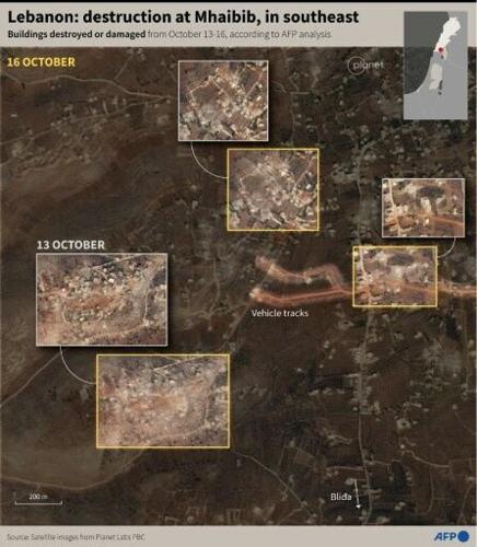Lebanon: destruction at Mhaibib, in southeast