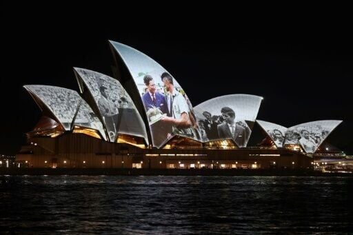 A projection of images of Britain's King Charles III are seen on the Sydney Opera House in Sydney as the royals arrive for a six-day visit to Sydney and Canberra